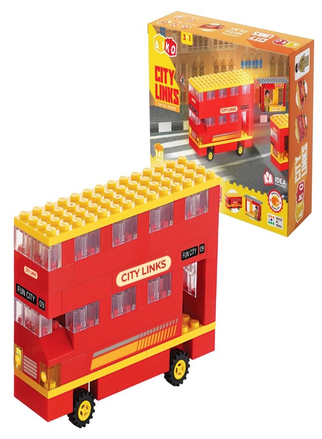 AIKO City Links 141-Piece Building Blocks Set | Multi-Colour Construction Toy for Kids | Build Bus, Bus Stand & City Infrastructure | STEM Learning & Creativity | Gift for Boys & Girls (4+ Years) - Image 1